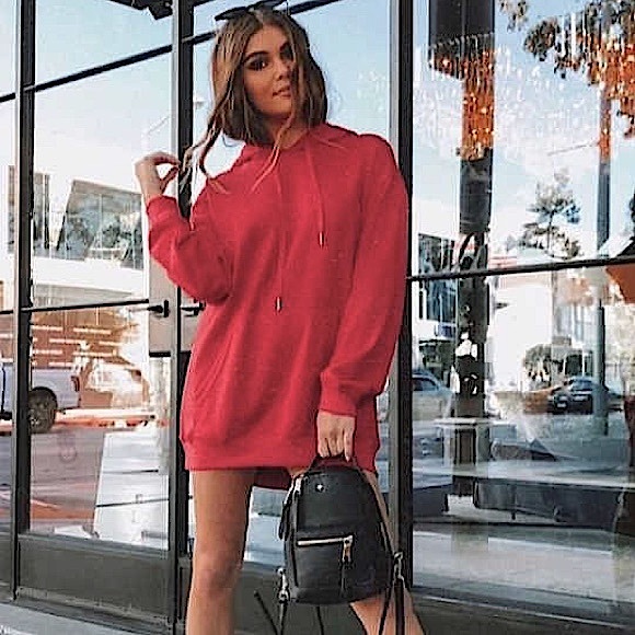 100% Cotton Uniqlo ♥️Red♥️ Oversized Hoodie Sweatshirt Hooded With Hand Pockets - Picture 16 of 16